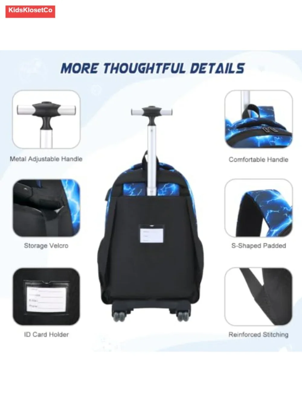 Boys Rolling Backpack with Wheels, Gamer 4-Piece Set Lunch Bag Pencil Case,